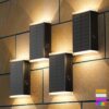 Solar Wall Light Outdoor,3000/4500/6000K/RGB 13 Modes Dusk to Dawn Wall Lighting Solar Sconce Lights IP67 Waterproof Up and Down Solar Lights Outdoor for House, Yard ,Garage, Porch,Fence,Patio(4PCS)