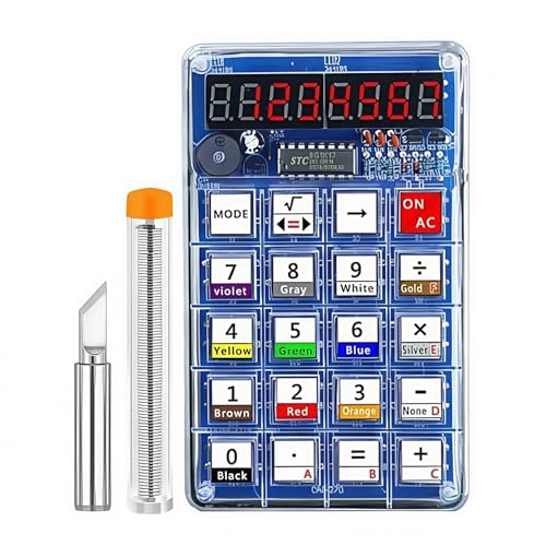 Soldering Practice Kit DIY 7-Digit LED Display Electronics Calculator for Classroom/Home, Build Electronics STEM Projects Learn to Solder Kits for Adults/Teens/Students/Makers/hobbyists (Red)