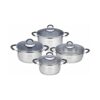 Solid 8 Piece Steel Pot Set with Grey Glass Lid Gas Stove Induction Cookware Kitchen Cookware Set