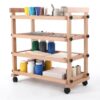 Solid Beechwood Art Cart with Casters, Large Capacity Studio Storage Trolle