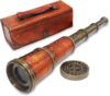 Solid Brass Telescope 16.5 Inch Antique Spyglass with Leather Case | Vintage Nautical Decor for Adults | Collapsible 15x Magnification Pirate Telescope | Gift for Maritime Enthusiasts & Collectors