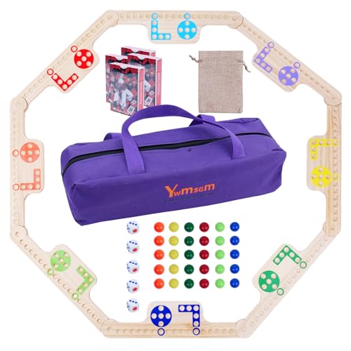 Solid Wood Marbles and Jokers Board Game,Pegs and Jokers Card Game for 2-8 Players,Featuring Interlocking Game Boards,It Comes with 80 Marbles and 4 Decks of Playing Cards for Parties and Game Nights