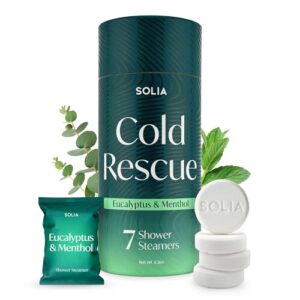 Solinia Shower Steamer - Eucalyptus - 7-Pack - Patent-Pending - Real Essential Oil Eucalyptus Shower Bombs Gift Set, Menthol Tablets, Spa Steamers Aromatherapy Selfcare