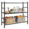 SONGMICS 3-Tier Storage Rack, Steel Wire Shelving Unit, Sturdy Organizer Shelf with Easy Assembly, 31.5 x 11.8 x 30.5 inches, Matte Black, for Kitchen Bedroom, Dacey-Old Collection UBSC283BD01