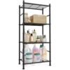 SONGMICS 4-Tier Shelving Unit, Steel Storage Rack, Easy Assembly Organizer Shelf, 15.7 x 11.8 x 43.7 inches, for Kitchen Pantry Living Room, Black, Dacey-Old Collection UBSC244BD01