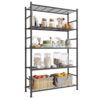 SONGMICS 5-Tier Storage Shelves, Adjustable Metal Wire Shelving Unit, Heavy Duty Utility Rack for Kitchen, 31.5 x 11.8 x 56.7 Inches, Matte Black, Davian Collection UBSC285BD01