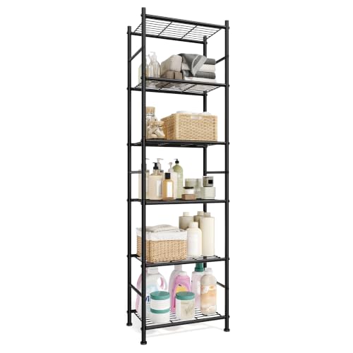SONGMICS 6-Tier Wire Shelving Unit, Steel Storage Rack, Easy Assembly Organizer Shelf, 15.7 x 11.8 x 69.5 inch, Matte Black, for Kitchen, Living Room, Bedroom, Dacey-Old Collection UBSC246BD01