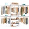 SONGMICS Closet System, Customizable Walk-In Closet Organizer System with Adjustable Hanging Rods and Storage Shelves, White, Fits Spaces 6.5-10.2 ft URGR041WZ01S