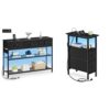 SONGMICS Console Table with Charging Station, Narrow Side Table with LED Light