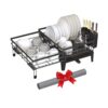SONGMICS Dish Drying Rack, Kitchen Dish Rack with Drainboard, 360° Rotatable and Extendable Spout, with Cutlery Holder, 23.9 x 16.8 x 8.9 Inches, Ink Black UKCS552B01