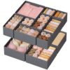 SONGMICS Drawer Organizer, Dresser Drawer Organizers, Set of 12, Foldable Fabric Storage Bins for Socks, Underwear, Bras, Ties, Scarves, Slate Gray URDZ006G03