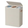 SONGMICS HOME 190L Laundry Hamper, 3 Section, with Lid, Removable Bags
