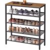 SONGMICS HOME 5 Tier Shoe Storage Organizer, Freestanding, Dense Mesh
