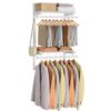 SONGMICS HOME Closet System, Closet Insert Organizer, 2 ft, Adjustable Metal Shelving Unit with 2 Hanging Rods, 2 Shelves, and Hooks, for Pantry Mudroom Garage Basement, Cloud White URGR030W01