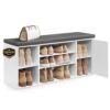 SONGMICS HOME Storage Bench, Snapsemble Superfast Assembly, 41" Wide Entryway Shoe Cubby Bench with Cushion & Adjustable Shelves, Window Shoe Rack Cabinet, Snow White and Slate Gray ULHS391WE02S
