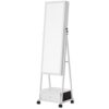 SONGMICS Jewellery Cabinet, High Full Length Mirror, Standing Lockable Jewellery Organiser with Bottom Drawer, Shelf, Wheels, Gift Idea, White JJC004W02