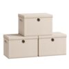 SONGMICS Large Storage Bins with Lids, 3 Pack Foldable Storage Boxes