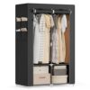 SONGMICS Portable Closet, Wardrobe Closet Organizer with Cover, 2 Hanging Rods and Shelves, 4 Side Pockets, 33.9 x 17.7 x 65.7 Inches, Large Capacity for Bedroom, Living Room, Ink Black URYG091B01