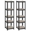 SONGMICS Standing Shelves, Set of 2, Bookcase, Storage Shelf, 5 Shelves, Adjustable, 37 x 37 x 150 cm, Each Load Capacity up to 400 kg, for Kitchen, Living Room, Greige-Black, GLR037B12