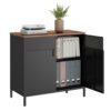 SONGMICS Storage Cabinet, Metal Cabinet, Sideboard with 2 Doors, 15.7 x 31.5 x 29.9 Inches, Magnetic Closure, Adjustable Shelf, Steel Frame, Rustic Brown and Black ULSC102B01
