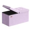 SONGMICS Velvet Storage Ottoman, Folding Storage Bench for Bedroom, Toy Chest, Ottoman Coffee Table, 15 x 29.9 x 15 Inch, Hibiscus Purple, Entryway Shoe Bench, Island Collection ULSF048PE01