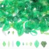 Song Xi 500Pcs Green Acrylic Leaf Beads for Jewelry Making, Transparent Weed Maple Beads for Bracelets, Necklaces, Earrings, 9 Styles, DIY Your Spring Charms
