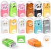 Sooez 12 Pack Pencil Erasers, Cute Animal Eraser with Clean up Roller Cover