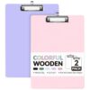 Sooez 2 Pack Clipboard, Colored Cardboard, Hardboard Clip Boards 8.5 x 11, Clipboards with Low Profile Clip, Cute A4/Letter Size Paper Hanging Writing Board for Office Classroom, School Supplies