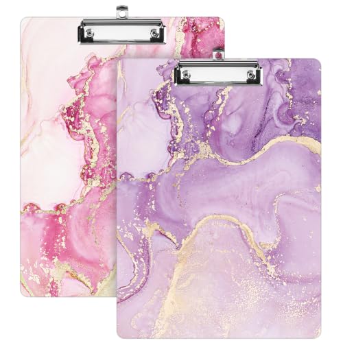 Sooez 2 Pack Clipboard, Colored Cardboard, Hardboard Clip Boards 8.5 x 11, Clipboards with Low Profile Clip, Cute A4/Letter Size Paper Hanging Writing Board for Office Classroom, School Supplies