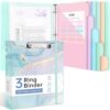 Sooez 3 Ring Binder 1 Inch, Clipboard Binder with 5-Tab Pockets Dividers & File Folder, Premium Cute Binder Organizer with Pen Holder, Clip Board 11" x 8.5" with Storage, School Office Supplies