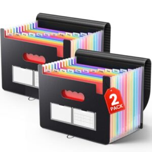 Sooez Accordion File Organizer, 13 Pockets Expanding File Folder, Portable Monthly Paper Bill Tax Receipt Organizer, Letter A4 Size Document Holder with Blank Labels