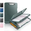Sooez Heavy Duty Clipboard with Storage, Nursing Clip Boards 8.5x11, Green