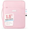 Sooez Zipper Binder Bag, 1.5 Inch Binders 3 Ring O-Ring, 5-Tab Dividers Expanding File Folder, 650-Sheet Capacity Paper Organizer, Cute Organizer Storage for Student School Classroom Supplies, Pink