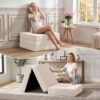 sooyoo Tri-Fold Sofa Bed, Convertible Floor Couch with High-Density Foam, 6 Inch Folding Sleeper Mattress for Small Spaces, Living Room & Guest Room