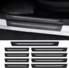 Soptrise Car Door Sill Protector for Ford Explorer 2020-2026, Residue-Free Double-Layer Step Guard for Outdoor Camping, Carbon Fiber Texture Vinyl, 9 Pcs
