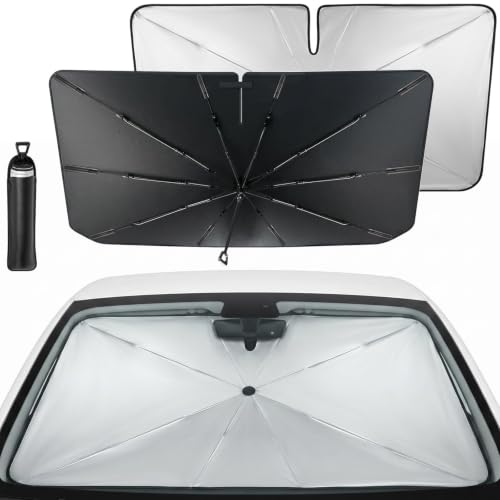 Soptrise Custom Car Sun Shade for Audi A6 Sedan (4G, C7 Facelift 2014) 2014 2015 2016, Foldable Windshield Sunshade Umbrella Design Blocks UV Rays Heat Reflector Front Window Sun Visor