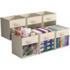 Sorbus 11 Inch Storage Bins with Clear Window - 6 Foldable Baskets for Organizing Clothes, Toys, Books - Sturdy Collapsible Fabric Storage Cubes with Handle - Storage Baskets for Shelves, Closets