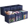 Sorbus 11 Inch Storage Bins with Clear Window - 6 Foldable Baskets for Organizing Clothes, Toys, Books - Sturdy Collapsible Fabric Storage Cubes with Handle - Storage Baskets for Shelves, Closets