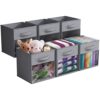 Sorbus 11 Inch Storage Bins with Clear Window - 6 Foldable Baskets for Organizing Clothes, Toys, Books - Sturdy Collapsible Fabric Storage Cubes with Handle - Storage Baskets for Shelves, Closets