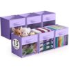 Sorbus 13 Inch Storage Bins with Clear Window - 6 Foldable Baskets for Organizing Clothes, Toys, Books - Sturdy Collapsible Fabric Storage Cubes with Handle - Storage Baskets for Shelves, Closets