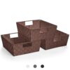 Sorbus Set of 3 Large Woven Storage Baskets – Mesh Hand-Woven Baskets for Organizing, Fabric Storage Bins for Linen Closet Organizer, Storage Baskets for Shelves and Home Organization (Chocolate)
