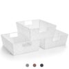 Sorbus Set of 3 Large Woven Storage Baskets – Mesh Hand-Woven Baskets for Organizing, Fabric Storage Bins for Linen Closet Organizer, Storage Baskets for Shelves and Home Organization (White)