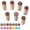 Sorcristy 7PCS Wooden Clay Stamps Set, 2"x0.6" Round Column Pottery Stamps