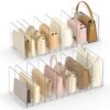 SortNStore Bag Purse Organizer for Closet: Shelf Dividers Adjustable Acrylic Handbag Storage - Plastic Closet Organizers and Storage for Clutches - Keep Carteras & Pocketbook Upright