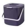 Sosoport Portable Covered Waste Container Plastic Trash Can with Handle Wet and Dry Classified Kitchen Garbage Bin Dark Purple for Household Recycling