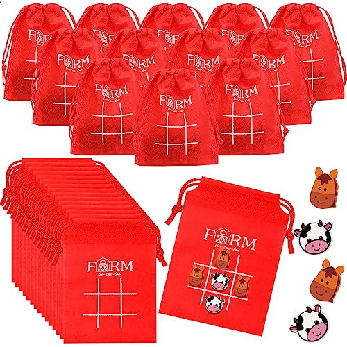 Sotiff 36 Set Tic Tac Toe Game Bulk for Kids Birthday Party Favors Farm Animal Tic Tac Toe with Bag for Class Gift Classroom Prizes Games School Exchange Party Favor Supplies