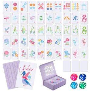 Soulchen 168 Pcs Premium American Mahjong Playing Cards, Large Print Waterproof PVC Card Set with 4 Dice & Storage Case, Elegant Lavender, Easy-to-Read Mahjong for Adults, Seniors, Travel, Gift Giving