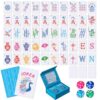 Soulchen 168 Pcs Premium American Mahjong Playing Cards, Large Print PVC Card Set with 4 Dice & Storage Case, Blue Porcelain Inspired, Easy-to-Read Mahjong for Adults, Seniors, Travel, Gift Giving