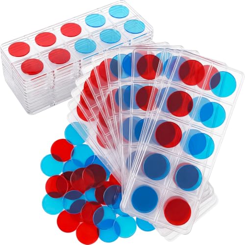 Soulchen 24 Sets Plastic Ten Frames Bulk for Classroom Math Manipulatives for Kids Classroom Math Counters Supplies Including 24 Plastic Ten Frames 240 Counters for Teach Number Concepts
