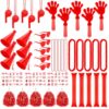 Soulchen 360 Pcs Red Team Spirit Accessories Bulk Field Day Accessories Pep Rally Color War Camp Spirit Events Party Items Cheerleading Pom Poms Clappers Thunder Stick Whistle Megaphone